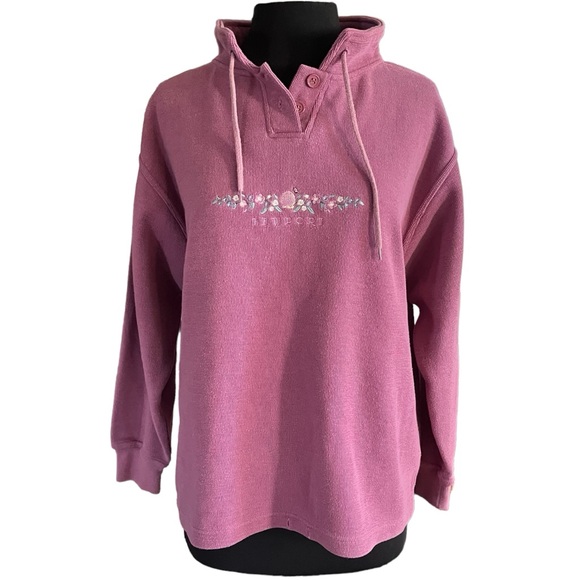 Vintage NEWPORT 1/4 button mock neck sweatshirt embroidered Cuffy’s Resortwear L - Picture 6 of 12